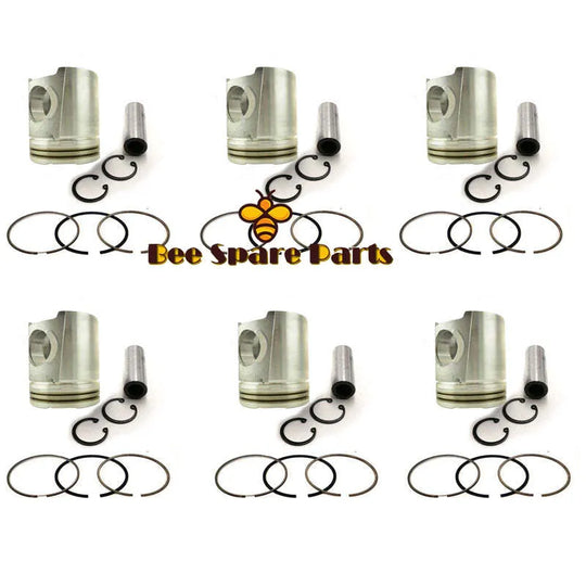 New 6 Sets STD Piston Kit With Ring 30017-70102 Fit For Mitsubishi 6DB1 Engine 110MM-BeeSpareParts