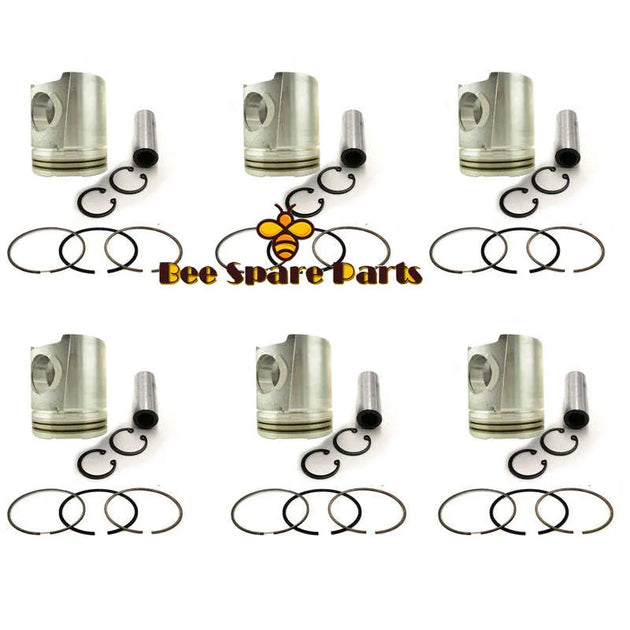 New 6 Sets STD Piston Kit With Ring 30017-70102 Fit For Mitsubishi 6DB1 Engine 110MM-BeeSpareParts