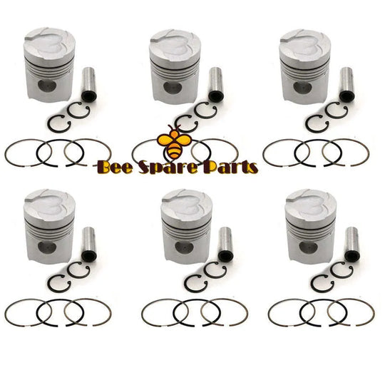 New 6 Sets STD Piston Kit With Ring 30017-97100 Fit For Mitsubishi 6DB1 Engine 110MM-BeeSpareParts