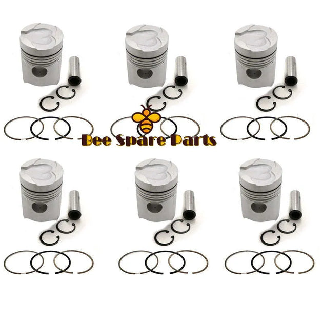 New 6 Sets STD Piston Kit With Ring 30017-97100 Fit For Mitsubishi 6DB1 Engine 110MM-BeeSpareParts