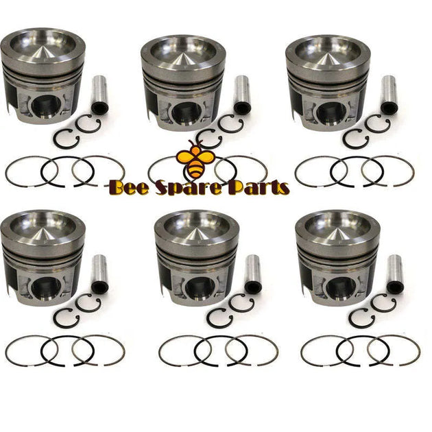 New 6 Sets STD Piston Kit With Ring 324-4235 Fit For Caterpillar C6.4 Engine 102MM-Replacement Aftermarket Parts
