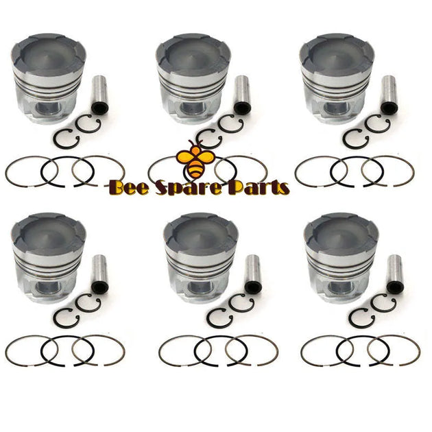 New 6 Sets STD Piston Kit With Ring 32517-91100 Fit For Mitsubishi S6A2 Engine 145MM-BeeSpareParts