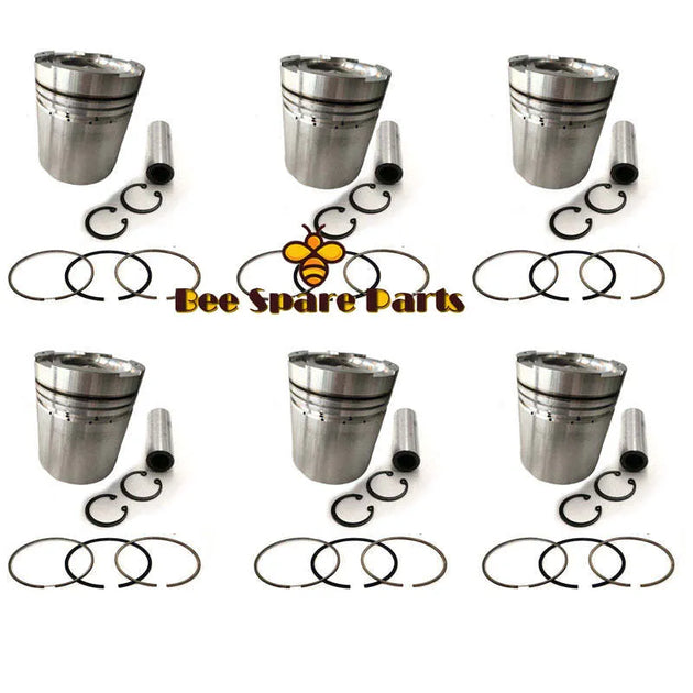 New 6 Sets STD Piston Kit With Ring 35A17-30100 Fit For Mitsubishi S6A3 Engine 145MM-BeeSpareParts