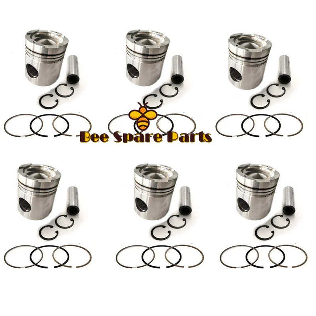 New 6 Sets STD Piston Kit With Ring 36217-30700 Fit For Mitsubishi S6B Engine 135MM-BeeSpareParts