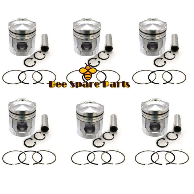 New 6 Sets STD Piston Kit With Ring 6127-31-2140 Fit For Komatsu 6D155 Engine 155MM-BeeSpareParts