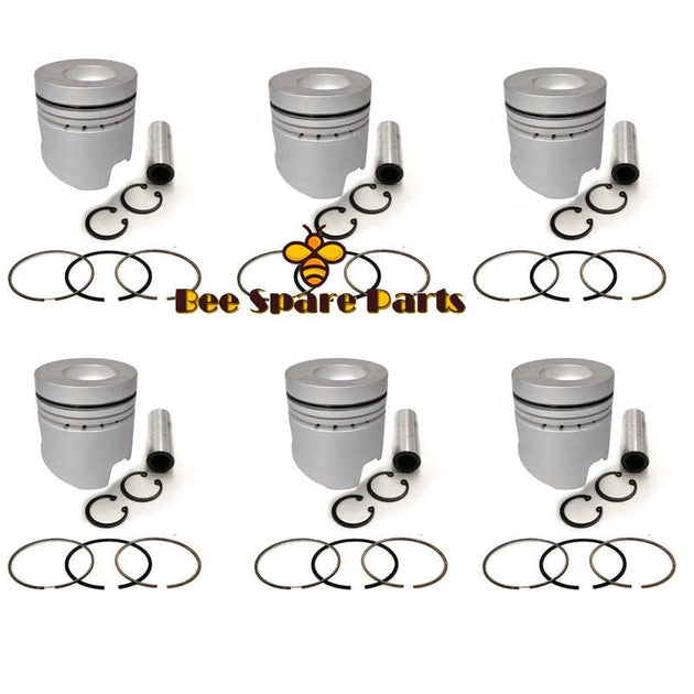 New 6 Sets STD Piston Kit With Ring 6138-32-2010 Fit For Komatsu 6D110 Engine 110MM-BeeSpareParts