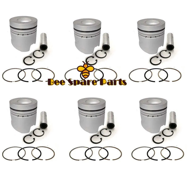 New 6 Sets STD Piston Kit With Ring 6138-32-2010 Fit For Komatsu 6D110 Engine 110MM-BeeSpareParts