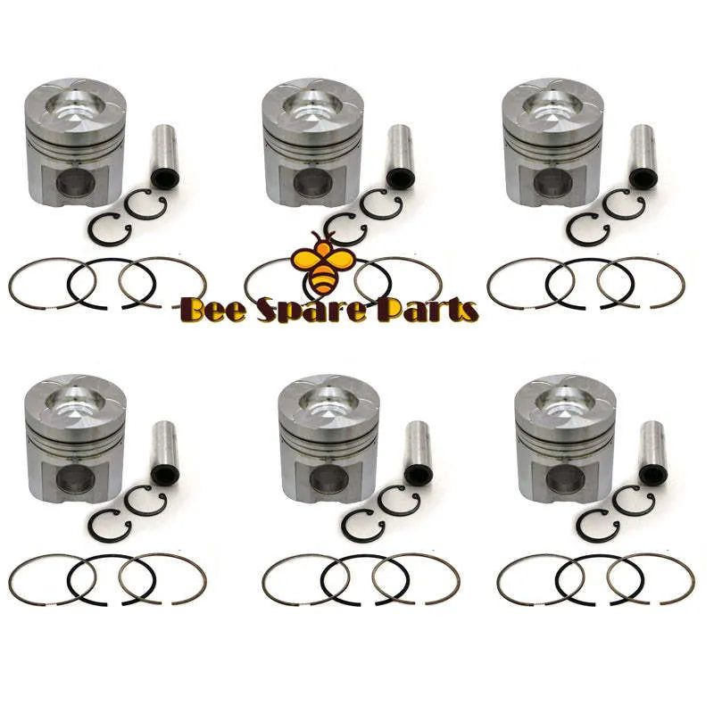 New 6 Sets STD Piston Kit With Ring 6150-31-2012 Fit For Komatsu 6D125 Engine 125MM-BeeSpareParts