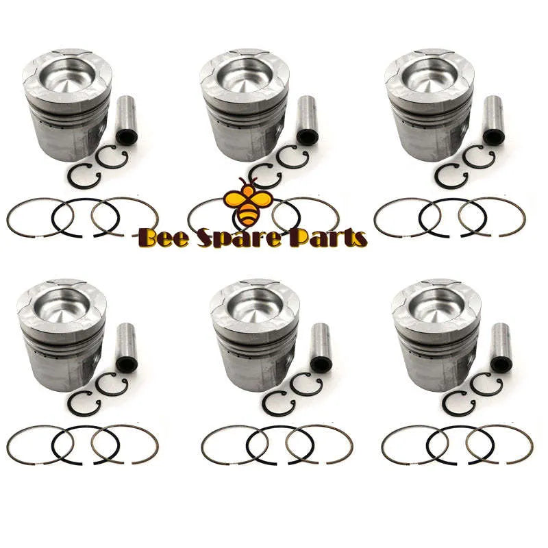 New 6 Sets STD Piston Kit With Ring 6151-31-2060 Fit For Komatsu 6D125 Engine 125MM-BeeSpareParts