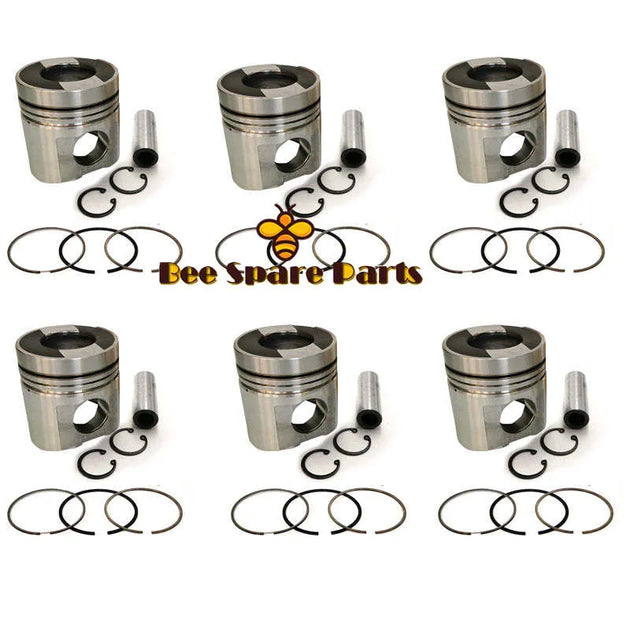 New 6 Sets STD Piston Kit With Ring 6151-32-2110 Fit For Komatsu 6D125 Engine 125MM-BeeSpareParts