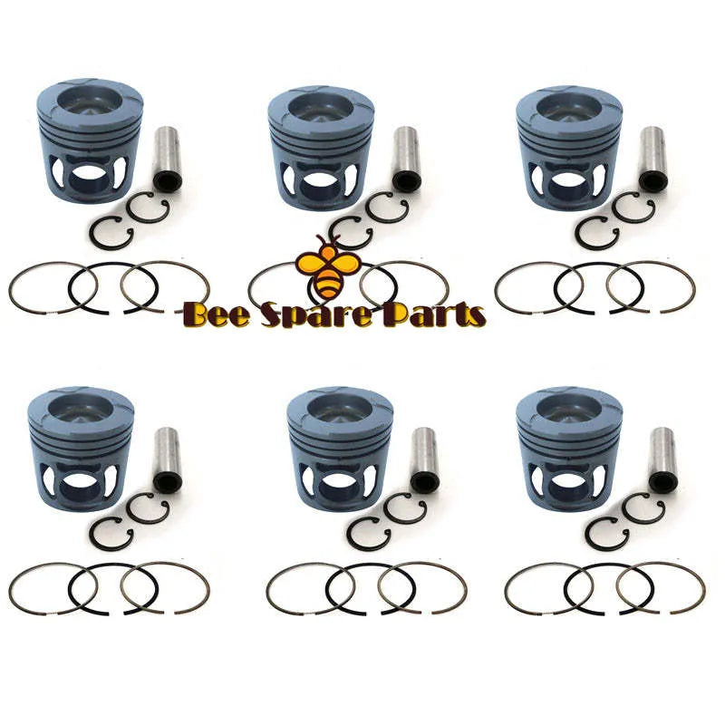 New 6 Sets STD Piston Kit With Ring 6211-31-2111 Fit For Komatsu 6D140 Engine 140MM-BeeSpareParts