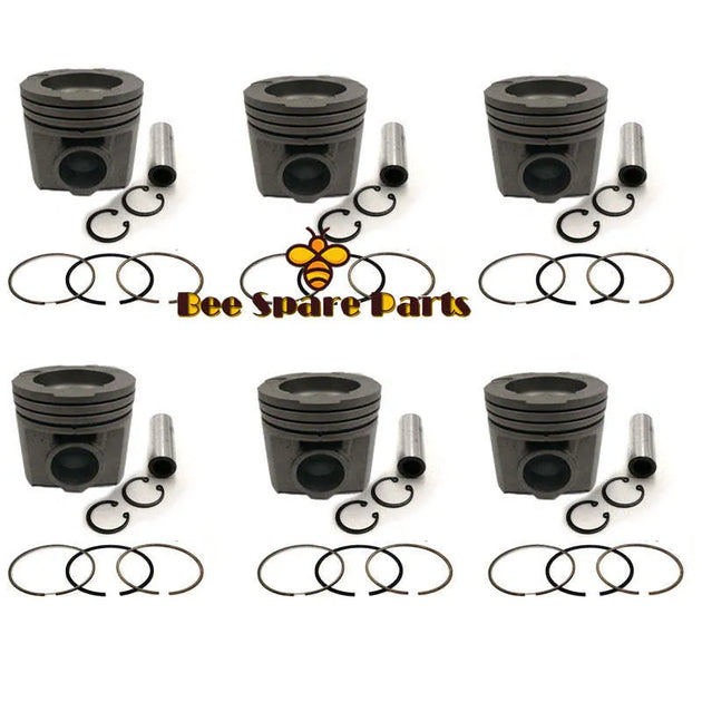 New 6 Sets STD Piston Kit With Ring 6212-31-2170 Fit For Komatsu 6D140 Engine 140MM-BeeSpareParts