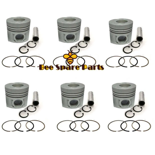 New 6 Sets STD Piston Kit With Ring 65.02501-0416 Fit For Doosan DB58 Engine 102MM-BeeSpareParts