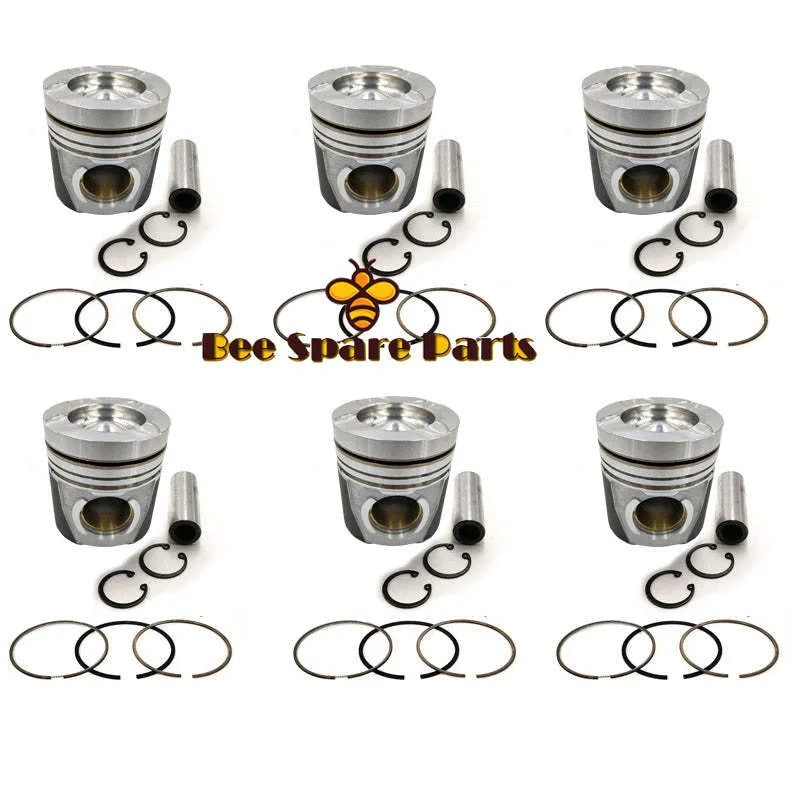 New 6 Sets STD Piston Kit With Ring 65.02501-0505 Fit For Doosan DL08 Engine 108MM-BeeSpareParts