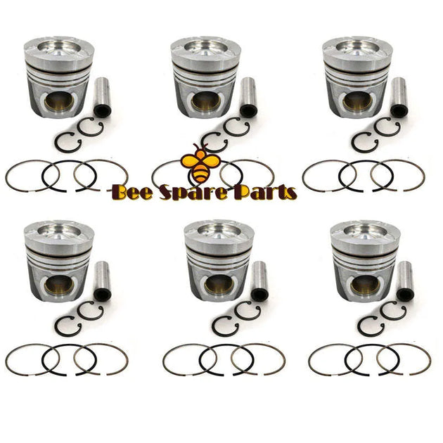 New 6 Sets STD Piston Kit With Ring 65.02501-0505 Fit For Doosan DL08 Engine 108MM-BeeSpareParts