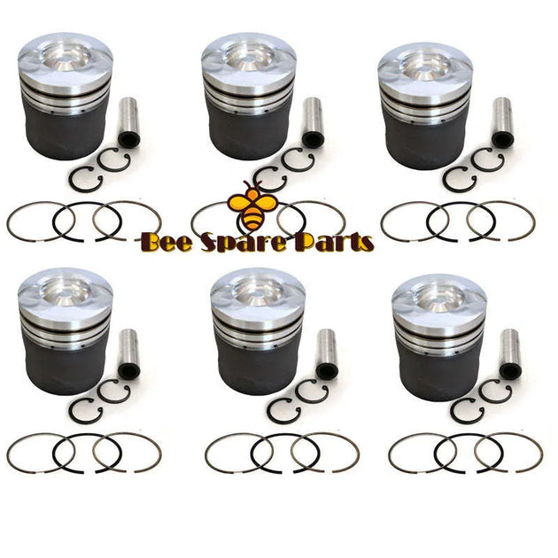 New 6 Sets STD Piston Kit With Ring 65.02501-0773 Fit For Doosan DE12 Engine 123MM-BeeSpareParts