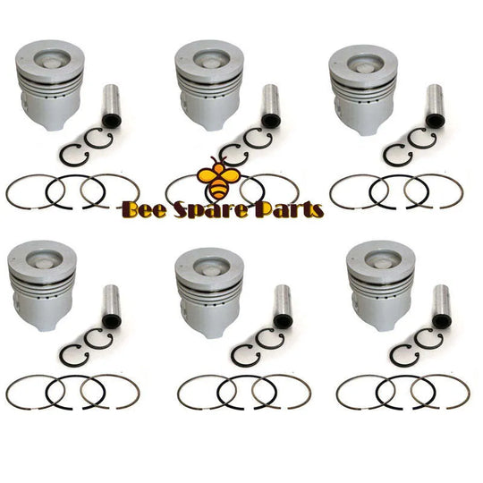 New 6 Sets STD Piston Kit With Ring 8-94391-596-0 Fit For Isuzu 6HE1 Engine 110MM-Replacement Aftermarket Parts