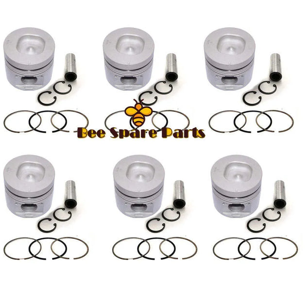 New 6 Sets STD Piston Kit With Ring 8-94396-837-0 Fit For Isuzu 6HE1 Engine 110MM-Replacement Aftermarket Parts