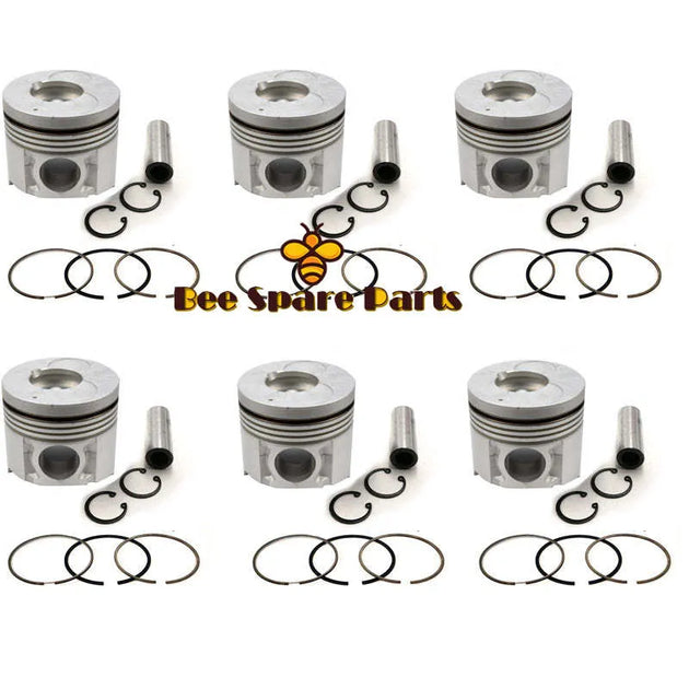 New 6 Sets STD Piston Kit With Ring 8-97358-574-0 Fit For Isuzu 6BG1T Engine 105MM-Replacement Aftermarket Parts