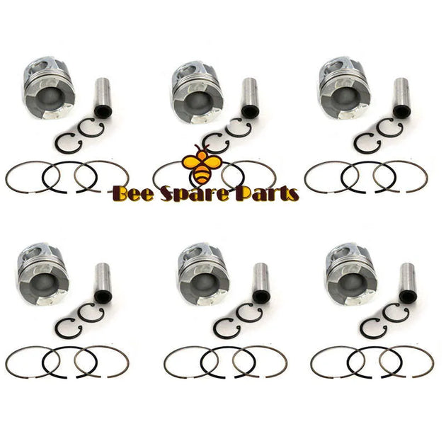New 6 Sets STD Piston Kit With Ring 8-98028-737-0 Fit For Isuzu 6UZ1 Engine 120MM-Replacement Aftermarket Parts