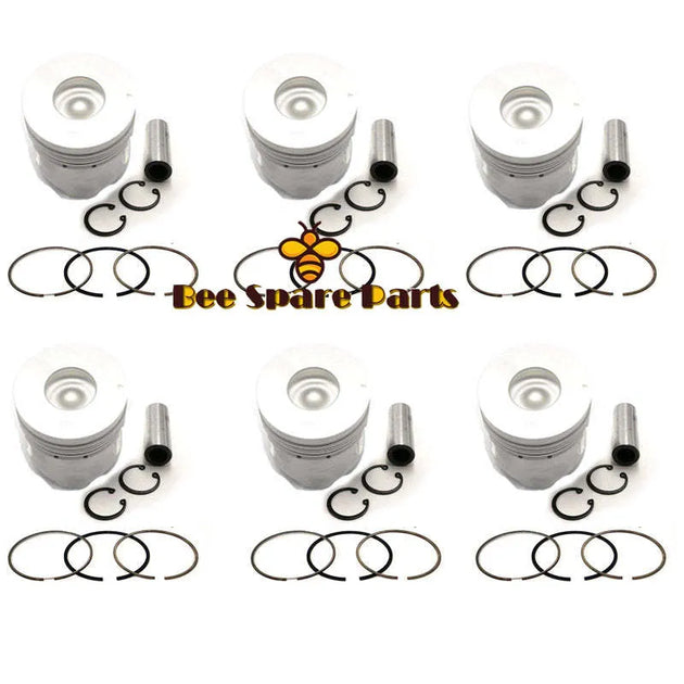 New 6 Sets STD Piston Kit With Ring 8-98152-901-0 Fit For Isuzu 6HK1T Engine 115MM-Replacement Aftermarket Parts