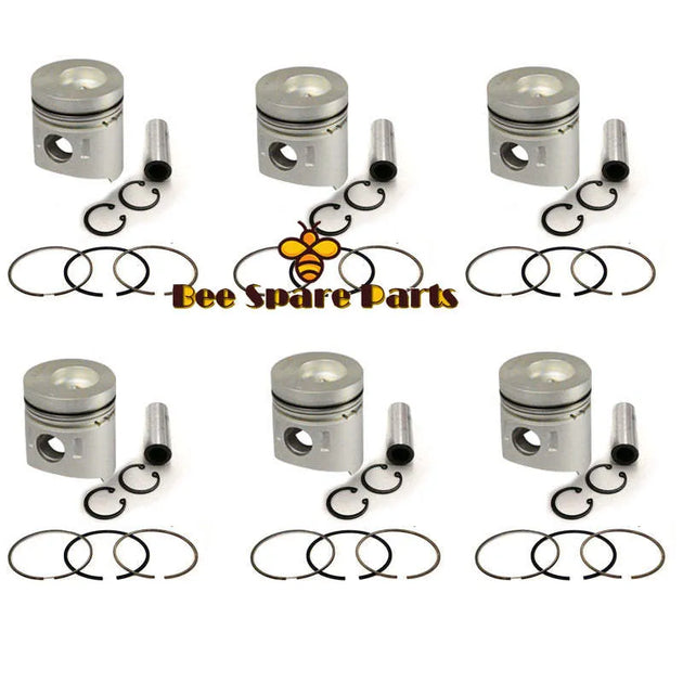 New 6 Sets STD Piston Kit With Ring ME012858 Fit For Mitsubishi 6D31 Engine 100MM-BeeSpareParts