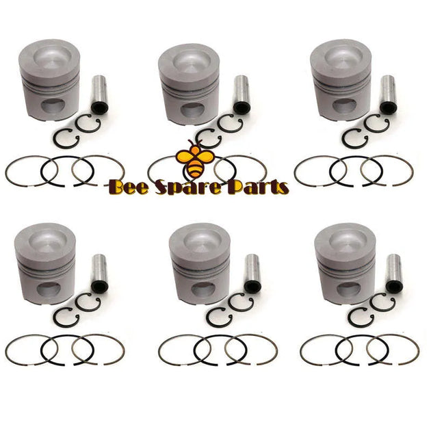 New 6 Sets STD Piston Kit With Ring ME052090 Fit For Mitsubishi 6D20 Engine 125MM-BeeSpareParts