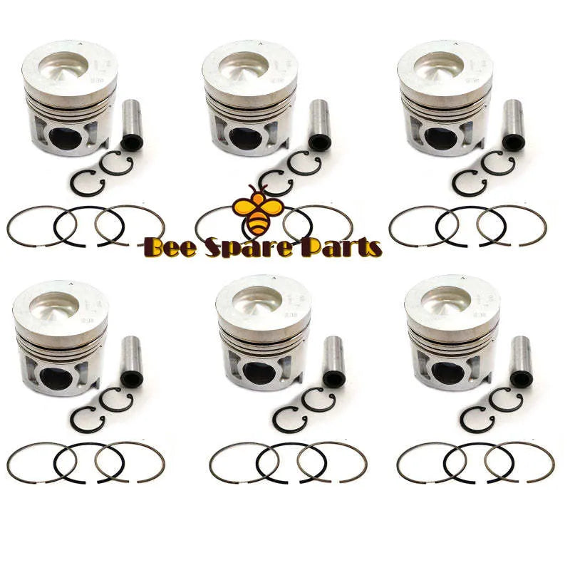 New 6 Sets STD Piston Kit With Ring ME088990 Fit For Mitsubishi 6D34 Engine 104MM-BeeSpareParts