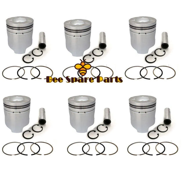 New 6 Sets STD Piston Kit With Ring ME120533 Fit For Mitsubishi 6D40 Engine 135MM-BeeSpareParts