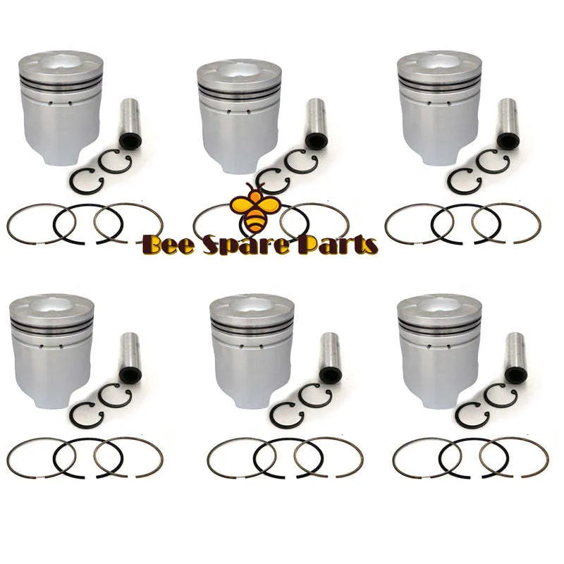 New 6 Sets STD Piston Kit With Ring ME120533 Fit For Mitsubishi 6D40 Engine 135MM-BeeSpareParts