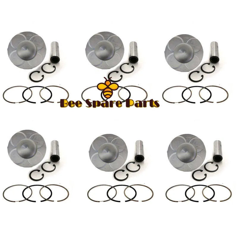 New 6 Sets STD Piston Kit With Ring ME121199 Fit For Mitsubishi 6D40 Engine 135MM-BeeSpareParts
