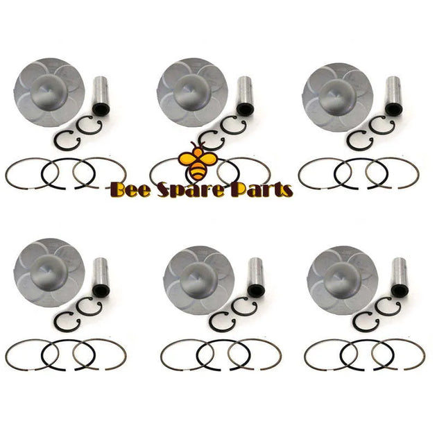 New 6 Sets STD Piston Kit With Ring ME121199 Fit For Mitsubishi 6D40 Engine 135MM-BeeSpareParts