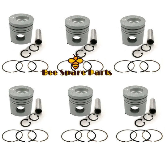 New 6 Sets STD Piston Kit With Ring ME151416 Fit For Mitsubishi 6D24 Engine 130MM-BeeSpareParts