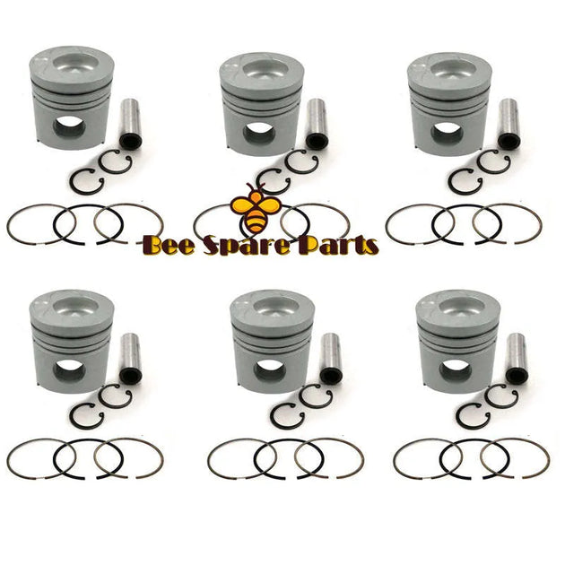 New 6 Sets STD Piston Kit With Ring ME151416 Fit For Mitsubishi 6D24 Engine 130MM-BeeSpareParts