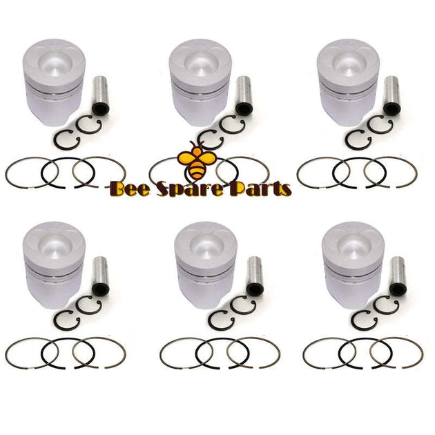 New 6 Sets STD Piston Kit With Ring ME158096 Fit For Mitsubishi 6D24 Engine 130MM-BeeSpareParts