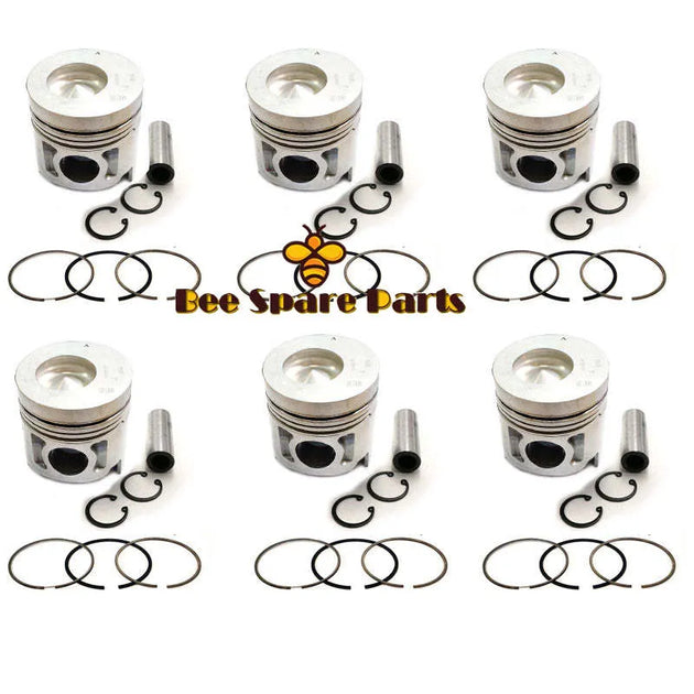 New 6 Sets STD Piston Kit With Ring ME220454 Fit For Mitsubishi 6D34T Engine 104MM-BeeSpareParts