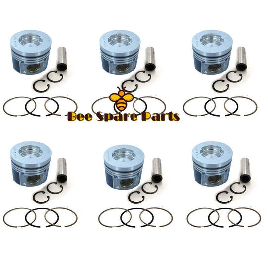 New 6 Sets STD Piston Kit With Ring S130A-E0100 Fit For Hino J08E Engine 112MM-BeeSpareParts