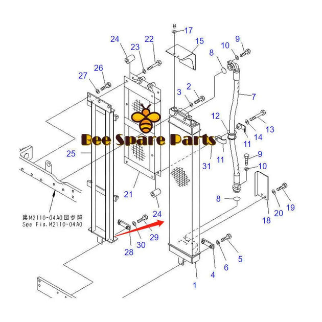 Oil Cooler 17M-03-45111 for Komatsu D275A-5 D275AX-5 Bulldozer-BeeSpareParts