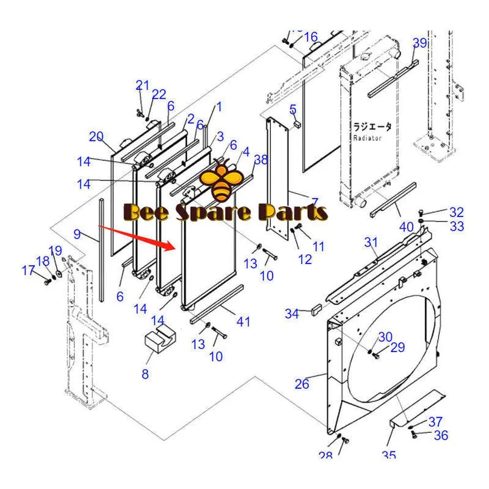 Oil Cooler 208-03-75140 208-03-75150 208-03-75160 for Komatsu PC400-8 PC450-8 PC550LC-8 Excavator-BeeSpareParts
