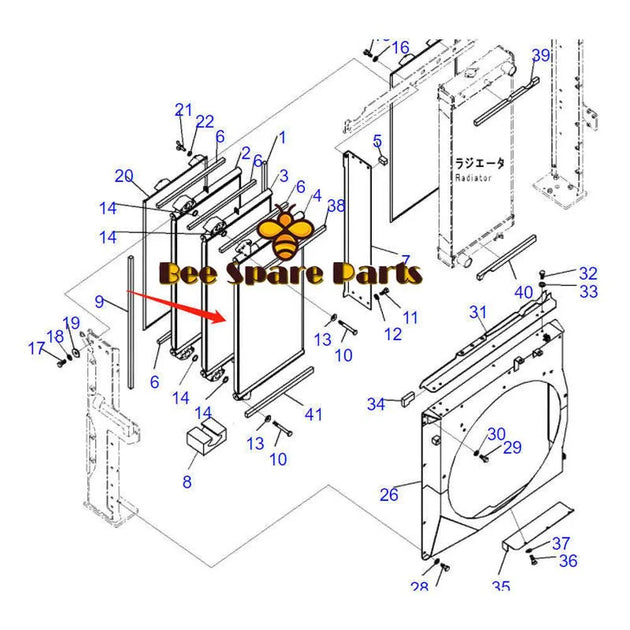 Oil Cooler 208-03-75140 208-03-75150 208-03-75160 for Komatsu PC400-8 PC450-8 PC550LC-8 Excavator-BeeSpareParts