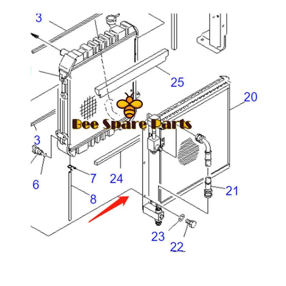 Oil Cooler 21W-03-21111 for Komatsu Excavator PC75UD-2 PC75UU-2E PC75UU-2-BeeSpareParts