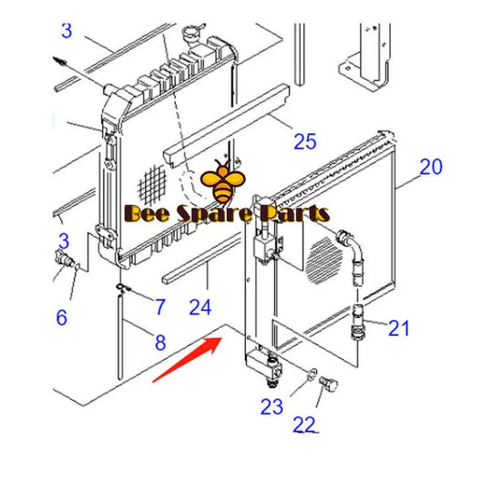Oil Cooler 21W-03-21111 for Komatsu Excavator PC75UD-2 PC75UU-2E PC75UU-2-BeeSpareParts