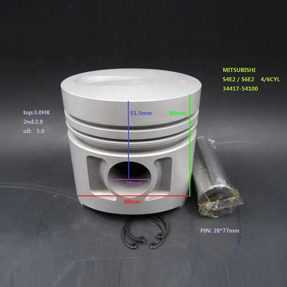Overhaul Rebuild Kit For Mitsubishi S4E2 Engine Piston 34417-54100 98MM-Replacement Aftermarket Parts
