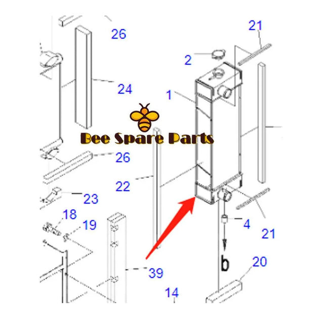 Radiator Core 22M-03-31330 For Komatsu PC40MR-3 PC45MR-3 PC55MR-3 Excavator-BeeSpareParts