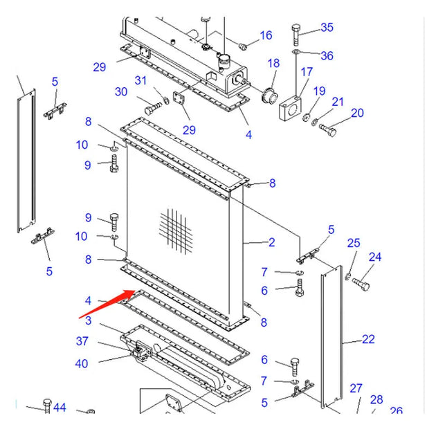 Radiator Core Assy 17A-03-00010 for Komatsu Bulldozer D155A-3 D155A-5 D155AX-5 D155AX-5-BeeSpareParts