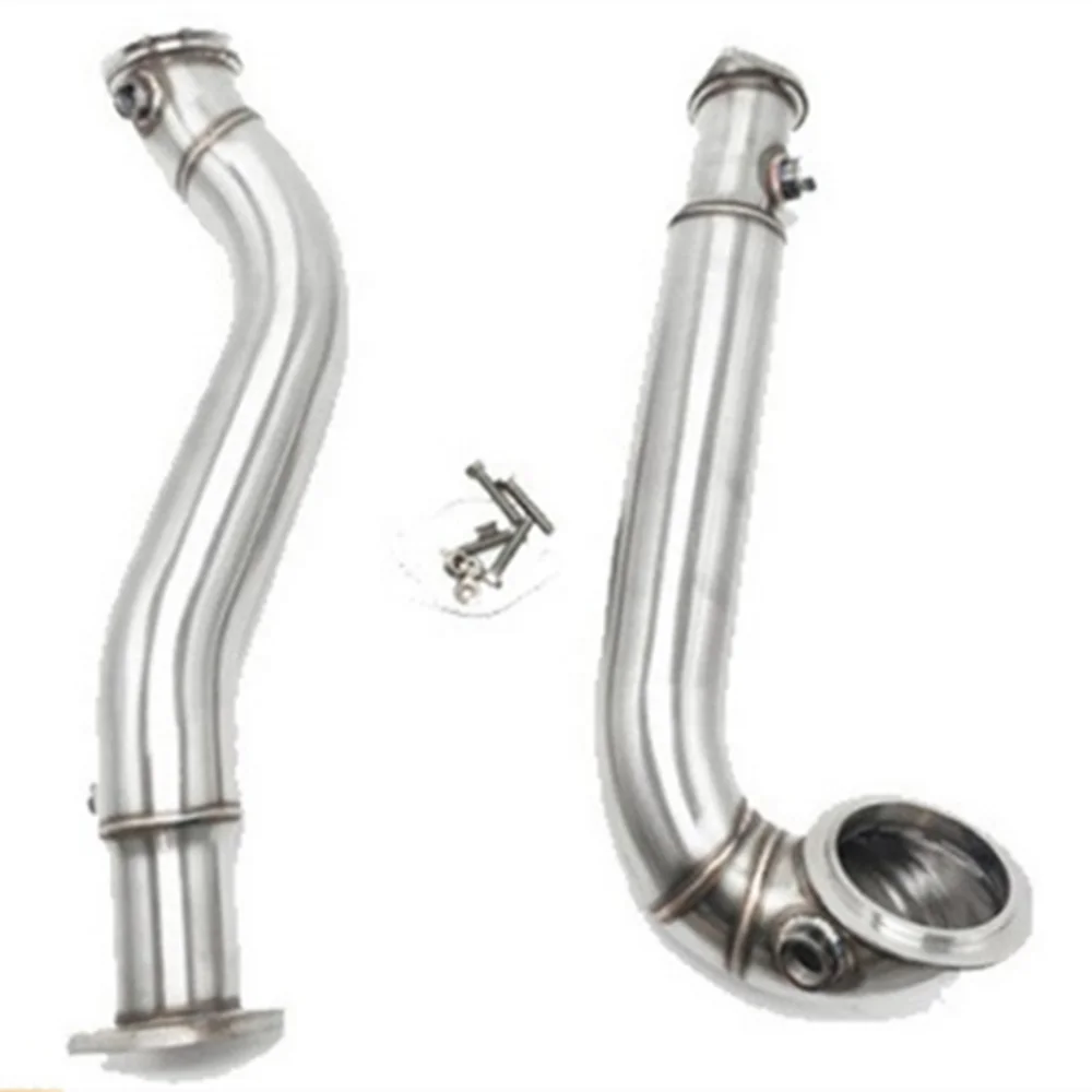 Stainless Steel Exhaust Downpipe for BMW 2008-2010 535i 535Xi N54 3.0L E60 3" Twin Turbo Exhaust Manifold Downcomer-BeeSpareParts