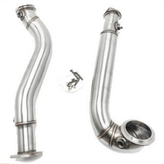 Stainless Steel Exhaust Downpipe for BMW 2008-2010 535i 535Xi N54 3.0L E60 3" Twin Turbo Exhaust Manifold Downcomer-BeeSpareParts