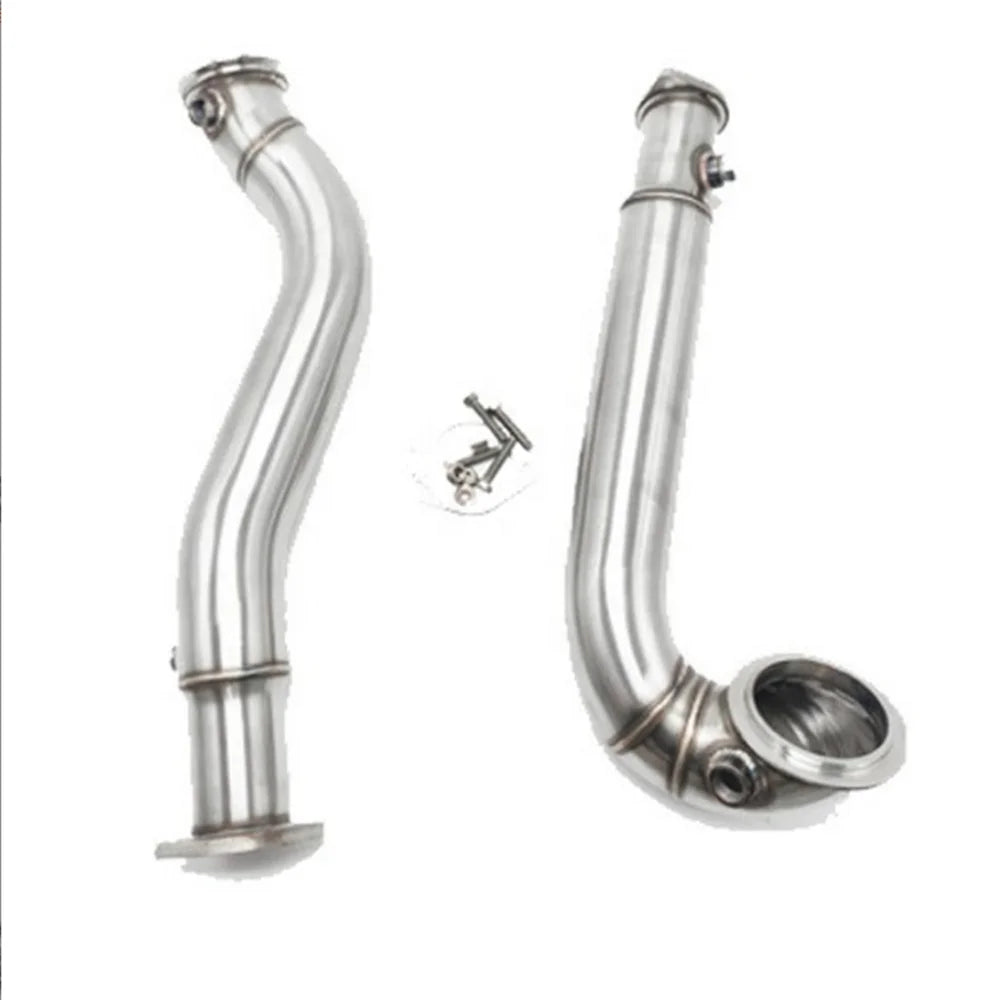Stainless Steel Exhaust Downpipe for BMW 2008-2010 535i 535Xi N54 3.0L E60 3" Twin Turbo Exhaust Manifold Downcomer-BeeSpareParts