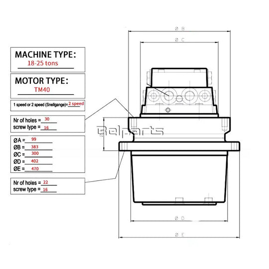 TM40 final drive assy excavator travel motor assy For SK250 SH200A3,SH210-5 HD800 HD82-BeeSpareParts