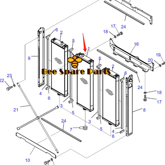 Water Radiator Core ASSY 195-03-63114 1950363114 for Komatsu Bulldozer D375A-5 D375A-5E0 D375A-6 D375A-6R-BeeSpareParts